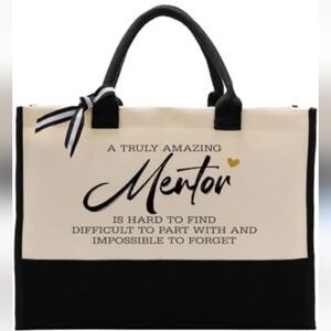 Mentor Black and Cream Canvas Bag NWOT